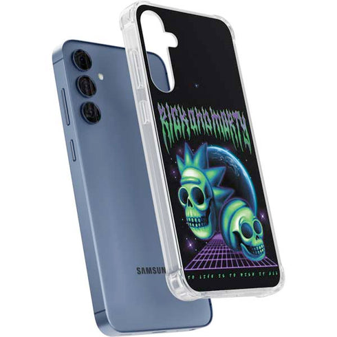 Adult Swim Rick and Morty Neon Skulls Galaxy A35 5G Clear Case