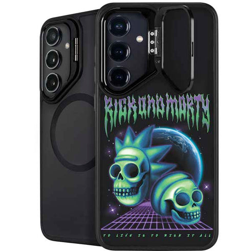Adult Swim Rick and Morty Neon Skulls Galaxy S25 Kickstand Case