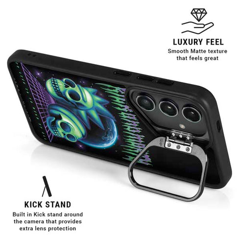 Adult Swim Rick and Morty Neon Skulls Galaxy S25 Kickstand Case