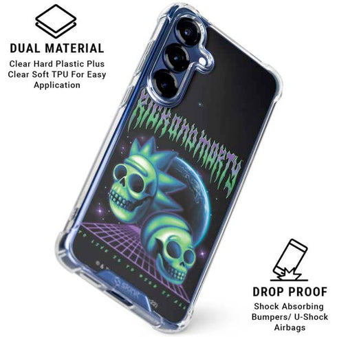 Adult Swim Rick and Morty Neon Skulls Galaxy S25 Clear Case