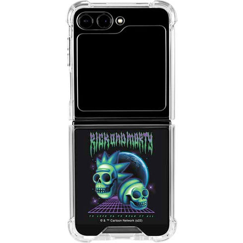 Adult Swim Rick and Morty Neon Skulls Galaxy Z Flip6 Clear Case