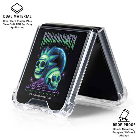 Adult Swim Rick and Morty Neon Skulls Galaxy Z Flip6 Clear Case