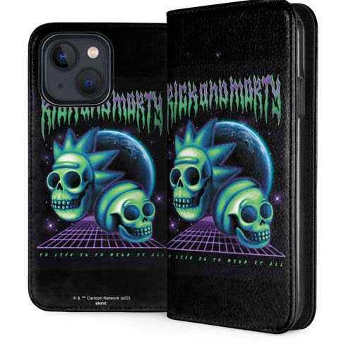 Adult Swim Rick and Morty Neon Skulls iPhone 14 Plus Folio Case