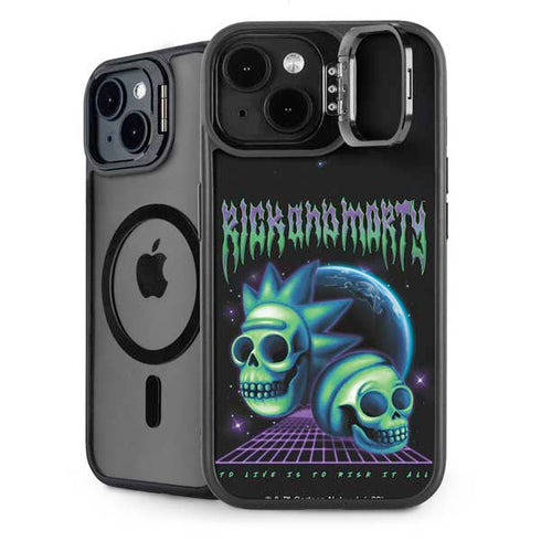 Adult Swim Rick and Morty Neon Skulls iPhone 14 Plus Kickstand Case
