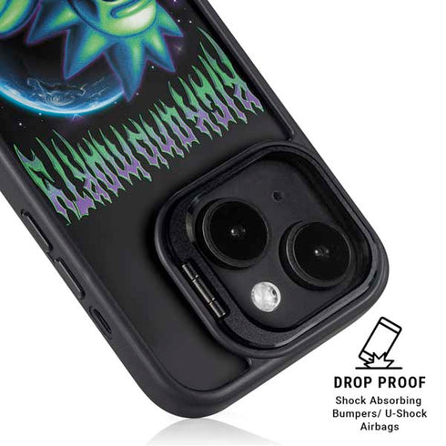 Adult Swim Rick and Morty Neon Skulls iPhone 14 Plus Kickstand Case