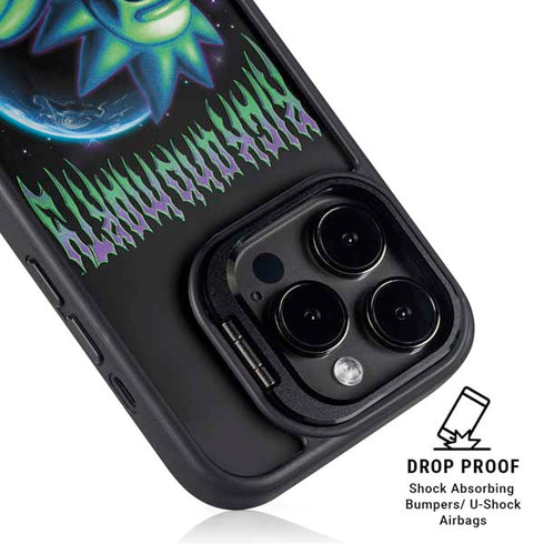 Adult Swim Rick and Morty Neon Skulls iPhone 14 Pro Kickstand Case