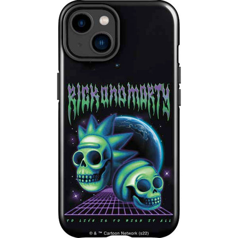 Adult Swim Rick and Morty Neon Skulls iPhone 15 Impact Case