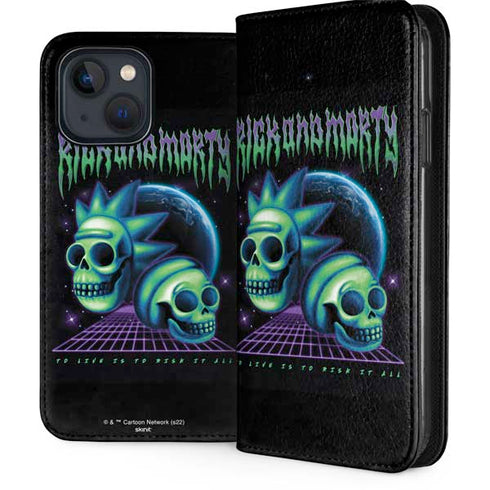 Adult Swim Rick and Morty Neon Skulls iPhone 15 Plus Folio Case