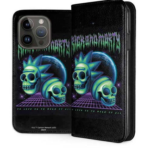 Adult Swim Rick and Morty Neon Skulls iPhone 15 Pro Folio Case