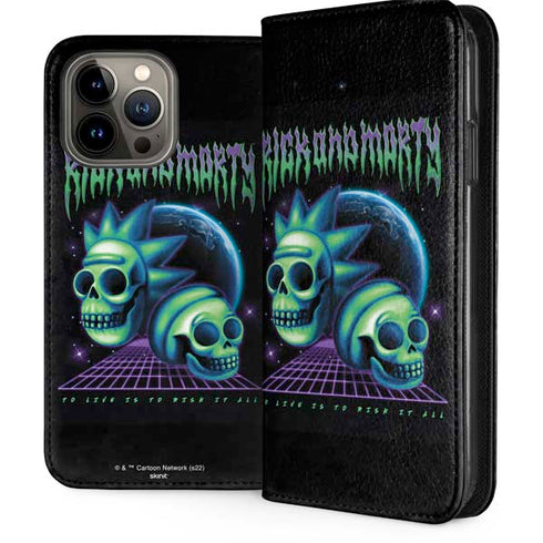 Adult Swim Rick and Morty Neon Skulls iPhone 15 Pro Max Folio Case