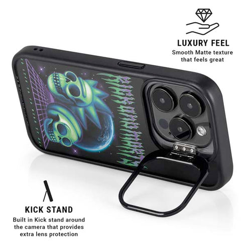 Adult Swim Rick and Morty Neon Skulls iPhone 15 Pro Max Kickstand Case