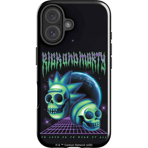 Adult Swim Rick and Morty Neon Skulls iPhone 16 Impact Case