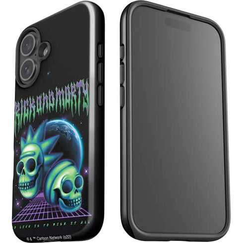 Adult Swim Rick and Morty Neon Skulls iPhone 16 Plus Impact Case