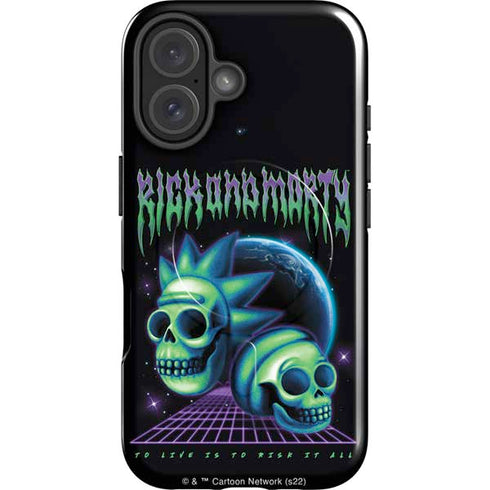 Adult Swim Rick and Morty Neon Skulls iPhone 16 Plus Magsafe Impact Case