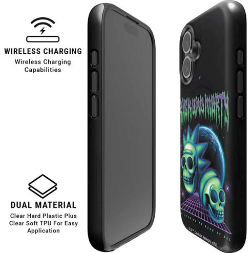 Adult Swim Rick and Morty Neon Skulls iPhone 16 Plus Magsafe Impact Case