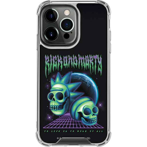 Adult Swim Rick and Morty Neon Skulls iPhone 16 Pro Max Clear Case