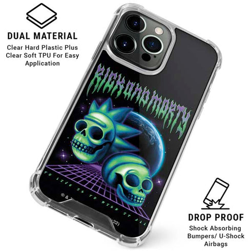 Adult Swim Rick and Morty Neon Skulls iPhone 16 Pro Max Clear Case