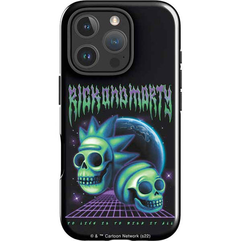 Adult Swim Rick and Morty Neon Skulls iPhone 16 Pro Max Impact Case