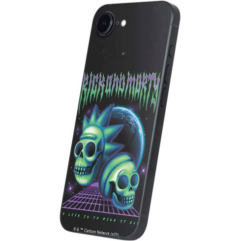 Adult Swim Rick and Morty Neon Skulls iPhone 16e Skin