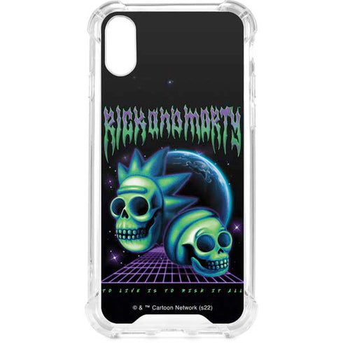 Adult Swim Rick and Morty Neon Skulls iPhone XS Clear Case