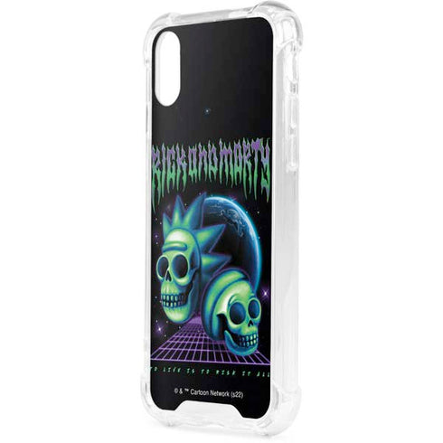 Adult Swim Rick and Morty Neon Skulls iPhone XS Clear Case
