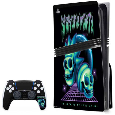 Adult Swim Rick and Morty Neon Skulls PS5 Pro Disk Bundle Skin