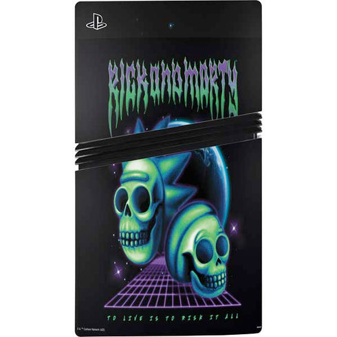 Adult Swim Rick and Morty Neon Skulls PS5 Pro Disk Console Skin