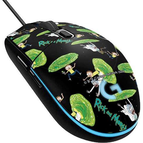 Adult Swim Rick and Morty Portal Pattern G203 Prodigy RGB Wired Gaming Mouse Skin