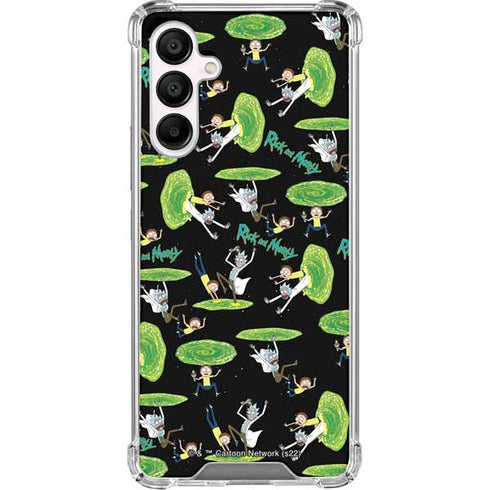 Adult Swim Rick and Morty Portal Pattern Galaxy A16 5G Clear Case
