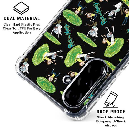 Adult Swim Rick and Morty Portal Pattern Galaxy A36 5G Clear Case