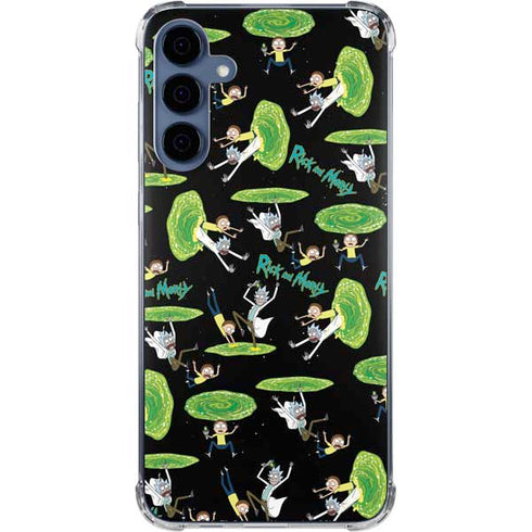Adult Swim Rick and Morty Portal Pattern Galaxy A55 5G Clear Case