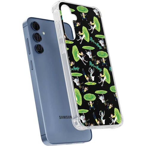 Adult Swim Rick and Morty Portal Pattern Galaxy A55 5G Clear Case