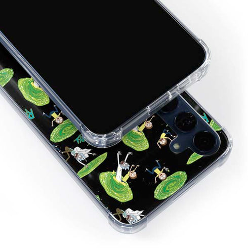 Adult Swim Rick and Morty Portal Pattern Galaxy A55 5G Clear Case