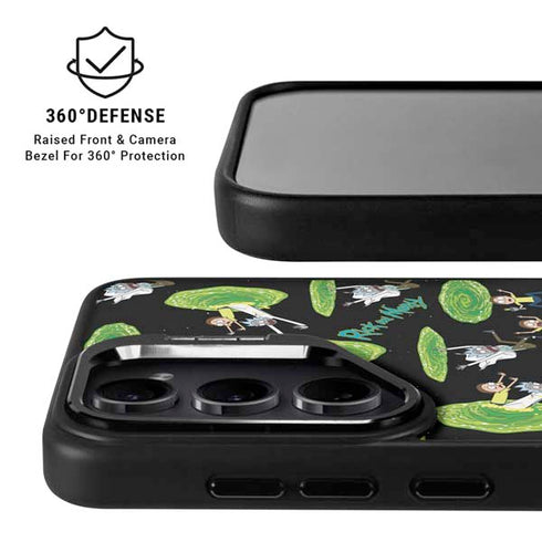 Adult Swim Rick and Morty Portal Pattern Galaxy S24 FE Kickstand Case