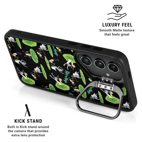 Adult Swim Rick and Morty Portal Pattern Galaxy S25 Kickstand Case