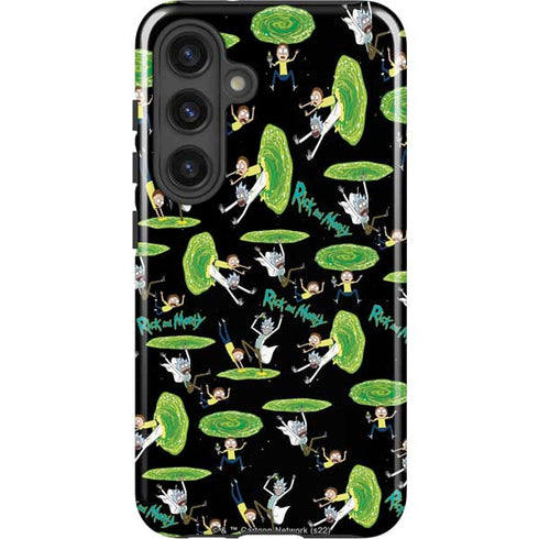 Adult Swim Rick and Morty Portal Pattern Galaxy S25 Plus Impact Case