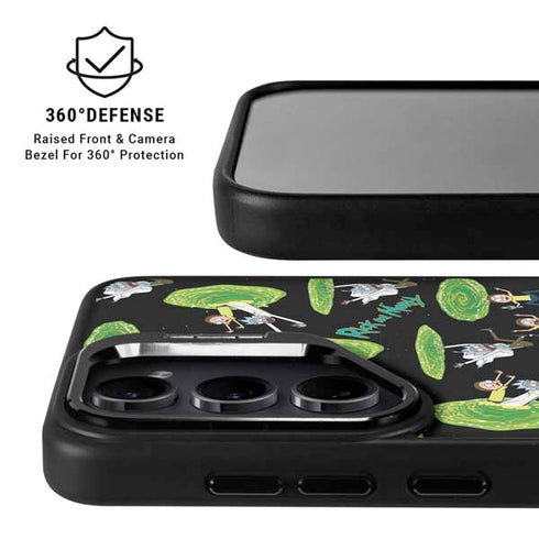 Adult Swim Rick and Morty Portal Pattern Galaxy S24 Plus Kickstand Case