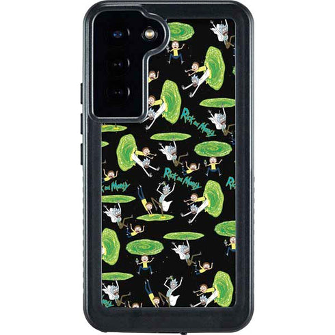 Adult Swim Rick and Morty Portal Pattern Galaxy S24 Plus Waterproof Case