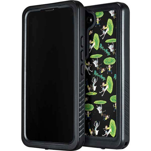 Adult Swim Rick and Morty Portal Pattern Galaxy S24 Plus Waterproof Case