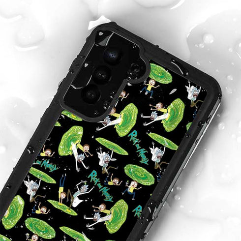 Adult Swim Rick and Morty Portal Pattern Galaxy S24 Plus Waterproof Case