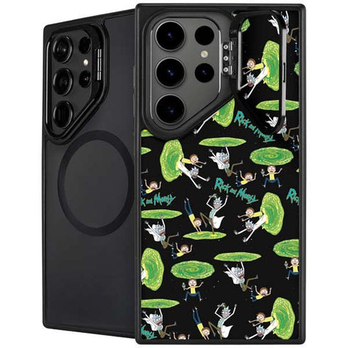 Adult Swim Rick and Morty Portal Pattern Galaxy S24 Ultra Kickstand Case