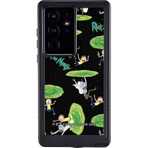 Adult Swim Rick and Morty Portal Pattern Galaxy S24 Ultra Waterproof Case