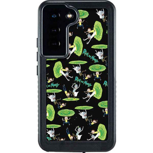Adult Swim Rick and Morty Portal Pattern Galaxy S24 Waterproof Case