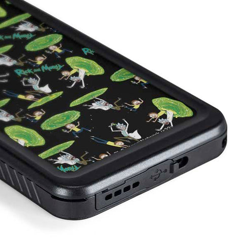 Adult Swim Rick and Morty Portal Pattern Galaxy S24 Waterproof Case