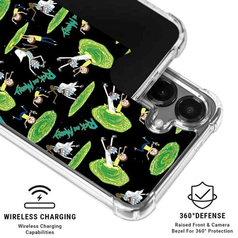Adult Swim Rick and Morty Portal Pattern Galaxy S26 Plus Clear Case