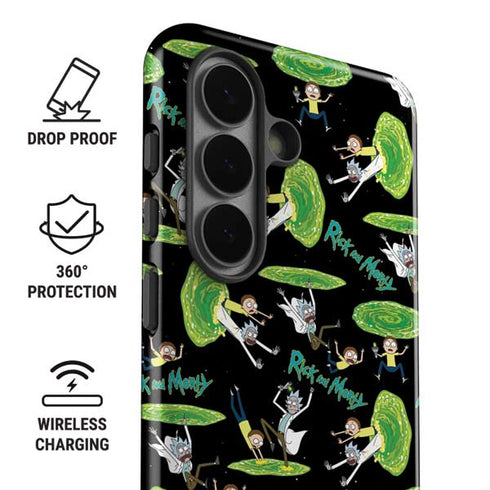 Adult Swim Rick and Morty Portal Pattern Galaxy S26 Plus Impact Case
