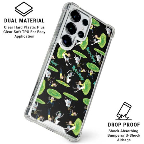 Adult Swim Rick and Morty Portal Pattern Galaxy S26 Ultra Clear Case