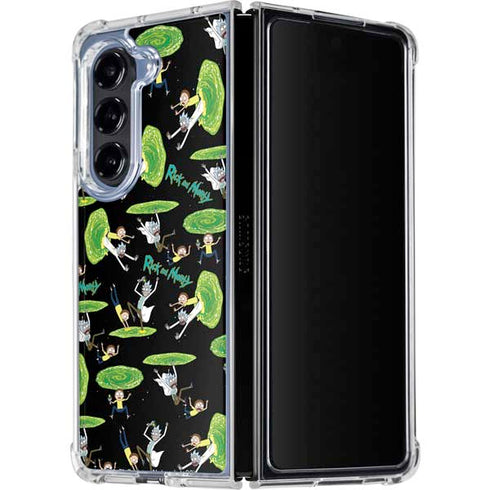 Adult Swim Rick and Morty Portal Pattern Galaxy Z Fold5 5G Clear Case
