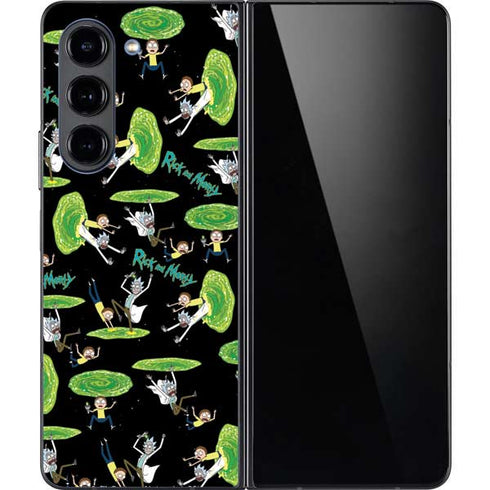 Adult Swim Rick and Morty Portal Pattern Galaxy Z Fold5 5G Skin
