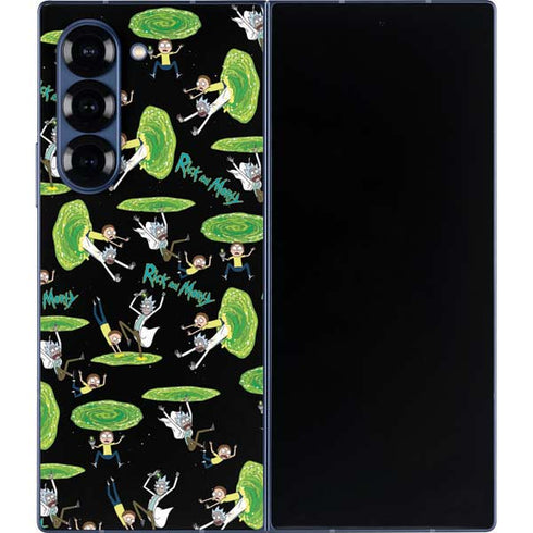 Adult Swim Rick and Morty Portal Pattern Galaxy Z Fold6 Skin